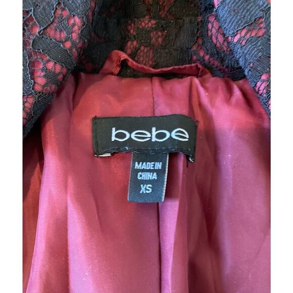 Bebe Lace Detail Pea Coat Size XS Women’s Black - Picture 3 of 9